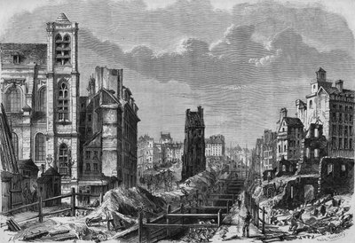 Transformations de Paris sous le Second Empire , Paris haussmannien : travaux de la montagne Saint Genevieve (Sainte-Genevieve) av French School