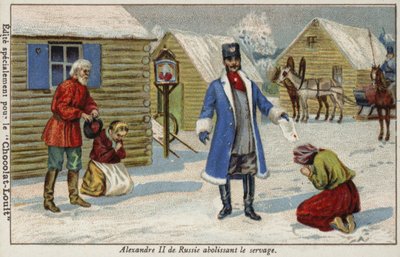 Tsar Alexander II av Russland avskaffer livegenskap av French School