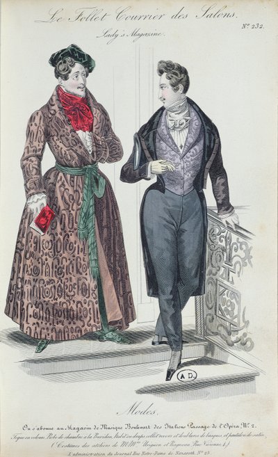 To elegante unge menn, 1835 (fargegravering) av French School