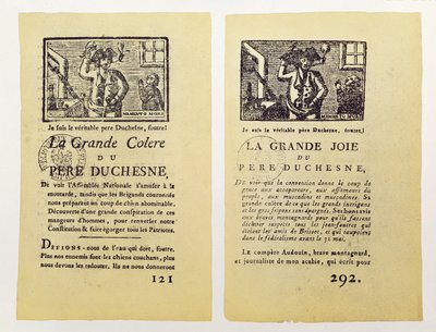 To sider fra La Grande Colere av Pere Duchesne, 1792 av French School