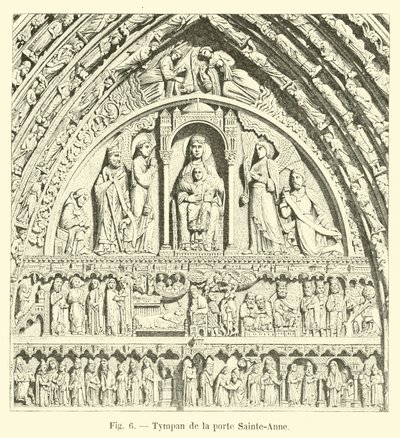 Tympanum ved Sainte-Anne-porten av French School