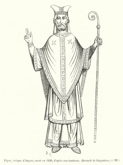 Ulger, biskop av Angers, døde i 1149, ifølge graven hans (gravering) av French School