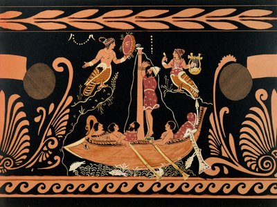 Ulysses and the Sirens, illustrasjon fra en antikk gresk vase av French School