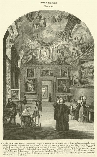 En salong i Borghese-galleriet (gravering) av French School