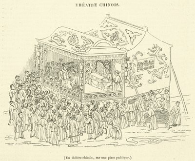 Et kinesisk teater, på et offentlig torg (gravering) av French School