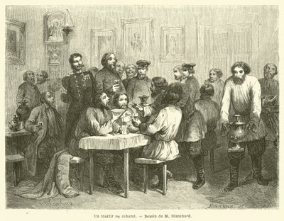 En traktir eller kabaret (gravering) av French School