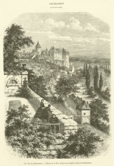 Utsikt over Chateaudun (gravering) av French School