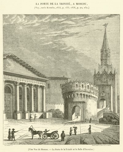 Utsikt over Moskva, Treenighetsporten og treningshallen (gravering) av French School