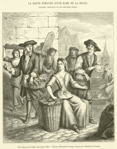 A Lady of the Market under Louis XIV (gravering) av French School