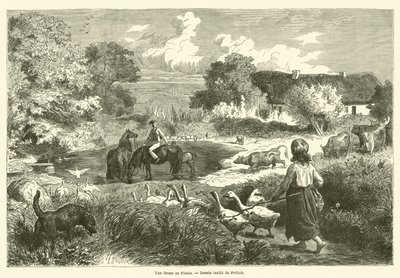 En gård på Fyn (gravering) av French School