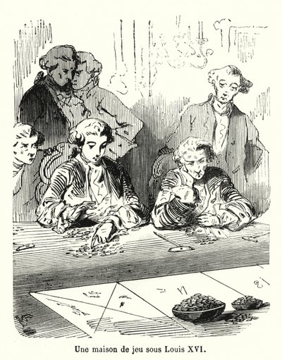 Et gamblinghus under Louis XVI (gravering) av French School