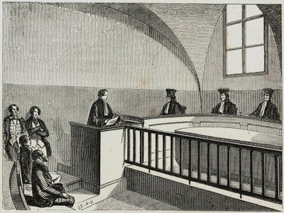 Une disse ved jusskolen i Paris - Gravering i "Tableau-de-Paris" av Edmond Texier 1852 av French School