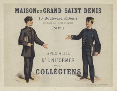 Uniformer for French Collegiens, annonse for Maison du Grand Saint Dennis av French School