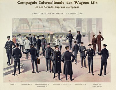 Uniformer for ansatte i Compagnie des Wagons-Lits, ca. 1910 av French School