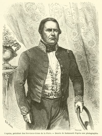 Urquiza, president for Provinces-Unies de la Plata (gravering) av French School