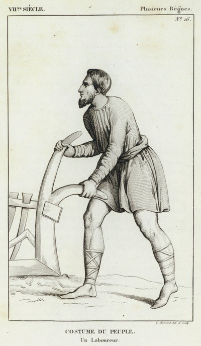 VII Century, Several Reigns, Costume of the People, A Ploughman (gravering) av French School