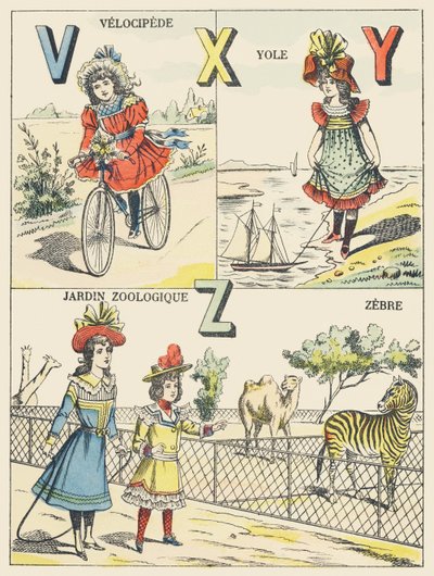 V X Y Z: velocipede, yole, zoologisk hage, sebra av French School