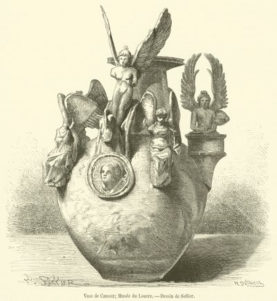 Vase of Canosa, Louvre-museet (gravering) av French School