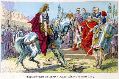 Vercingetorix går til Julius Caesar (52 f.Kr.) av French School
