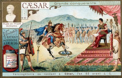 Vercingetorix drar til César, i år 52 f.Kr. - Liébig reklamevignett av French School