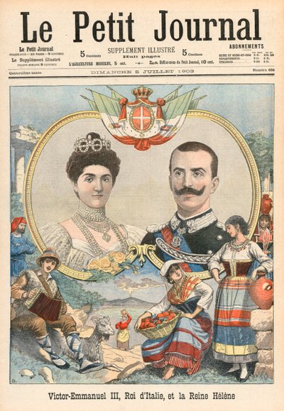 Victor-Emmanuel III av Italia og dronning Helene av French School