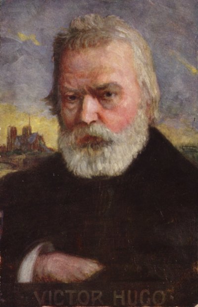 Victor Hugo (1802–1885), fransk poet, romanforfatter og dramatiker (fargelitografi) av French School