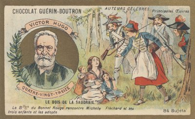Victor Hugo (1802-1885), fransk poet, dramatiker, forfatter og romanforfatter, forfatter av "nittitre", roman (1874) av French School