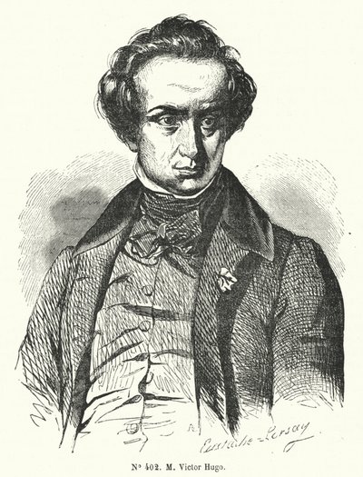 Victor Hugo , fransk romanforfatter og dramatiker (gravering) av French School