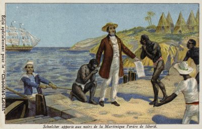 Victor Schoelcher bringer nyheter om deres frihet til slavene på Martinique, c1848 av French School