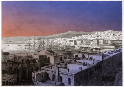 Utsikt over Alger. (gravering, ca. 1850) av French School