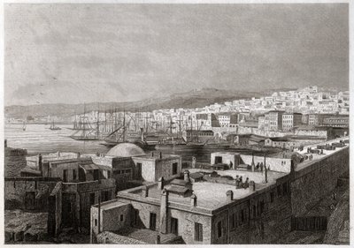 Utsikt over Alger. (gravering, ca. 1850) av French School