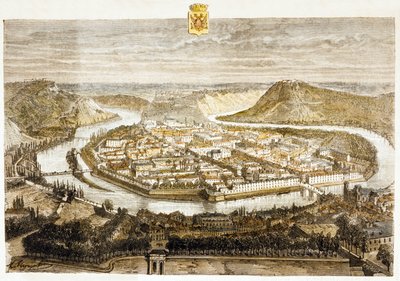 Utsikt over Besançon, Frankrike (fargegravering) av French School