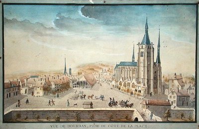 Utsikt over Dourdan av en fange, ca. 1800 (wc på papir) av French School