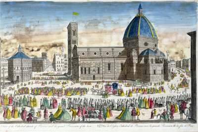 Utsikt over katedralen i Firenze og vertens store prosesjon av French School