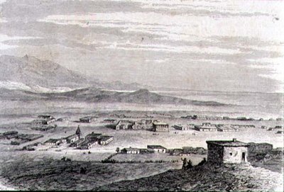 Utsikt over Los Angeles på 1860-tallet (gravering) av French School