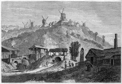 Utsikt over Montmartre i 1859, før han ble med til byen Paris i 1860. Utsikt tatt fra sletten Saint Denis. Gravering i "" Le Monde Illustré"" nr. 141 av 24. desember 1859. av French School