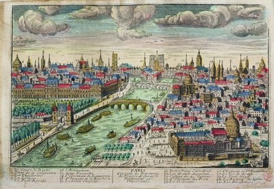 Utsikt over Paris og elven Seinen av French School