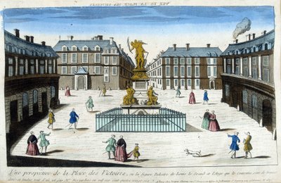 Utsikt over Place des Victoires i Paris - Optisk utsikt av French School