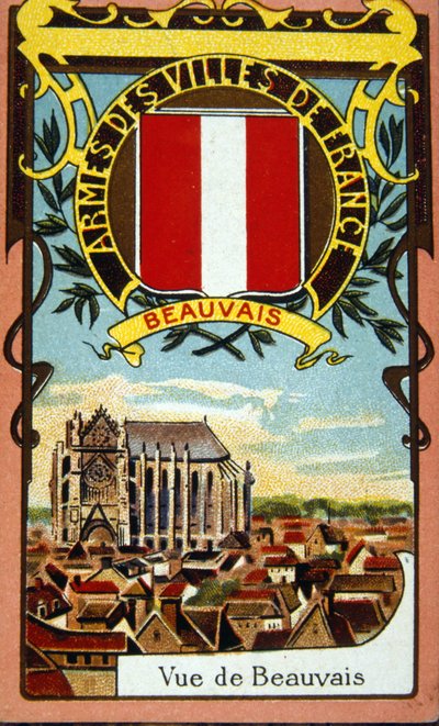 Utsikt over den franske byen Beauvais, rundt 1900 (kromolitografi) av French School