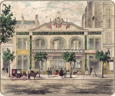 Utsikt over Grand Cafe du XIXeme Siecle, Paris, 1857 av French School