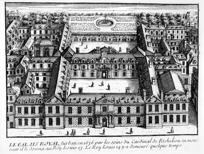 Utsikt over Palais-Cardinal (fremtidige Palais-Royal), ca. 1641 av French School