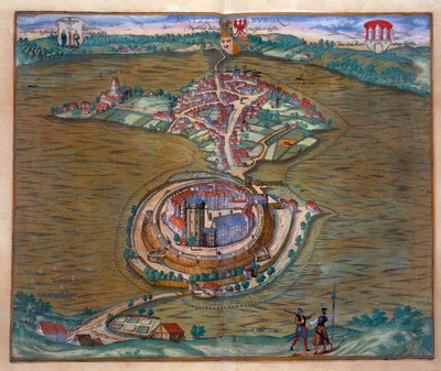 Utsikt over Place de Louis le Grand, med et av rommene konstruert i anledning ekteskapet til Monseigneur le Dauphin (detalj av 101866) (fargegravering) av French School