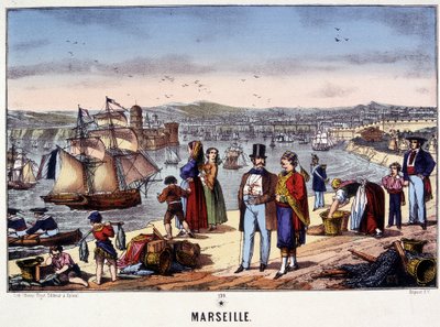 Utsikt over havnen i Marseille, bilde av Epinal, n.d. 1800-tallet av French School