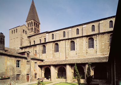 Utsikt over St. Ardain-klosteret, 10.-11. århundre av French School