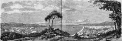 Utsikt over byen Nice i 1860. Gravering i "" The Illustrous World"" nr. 157 av 14. april 1860. av French School