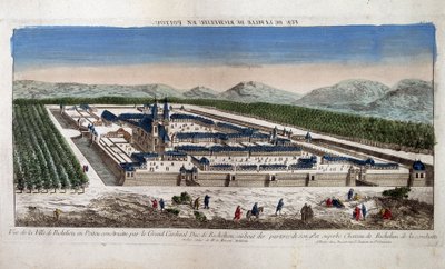 Utsikt over byen Richelieu i Poitou - Optisk av French School