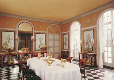 Utsikt over spisestuen med fresker i Pompeii-stil av Louis Lafitte (1770-1828) av French School