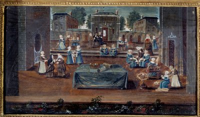 Utsikt over huset til Saint Cyr Saint-Cyr var et utdanningshus for fattige adelige jenter opprettet av Francoise d'Aubigne, Marquise de Maintenon (1635-1719) og vedlikeholdt av nonner. Maleri av den franske skolen. Paris fra 1600-tallet, Musee Carnaval av French School