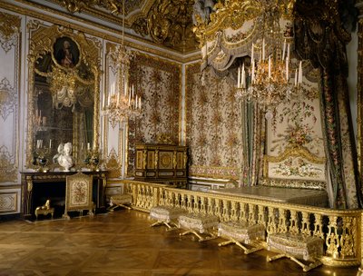 Utsikt over rommet til dronningen av Frankrike Marie Antoinette av Habsburg Lorraine (1755-1793). Versailles, slottsmuseum av French School