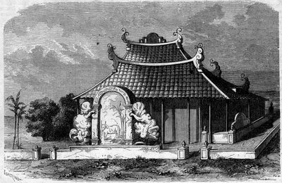Utsikt over graven til Georges Pierre Pigneau de Behaine (1741-1799), biskop av Adran. Saigon, Cochin Kina av French School